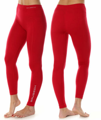 Spodnie legginsy termoaktywne damskie BRUBECK EXTREME WOOL malinowe L