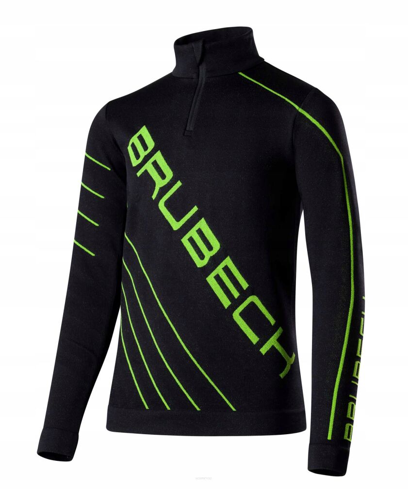 BRUBECK Bluza piłkarska dziecięca DRY JUNIOR czarny/neon 152/158