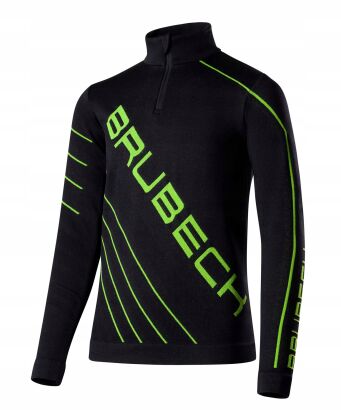 BRUBECK Bluza piłkarska dziecięca DRY JUNIOR czarny/neon 152/158