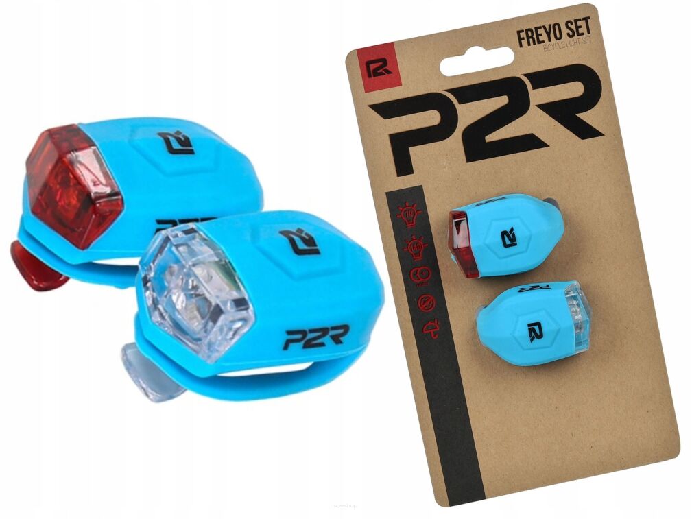 Zestaw lampek rowerowych P2R Freyo light blue