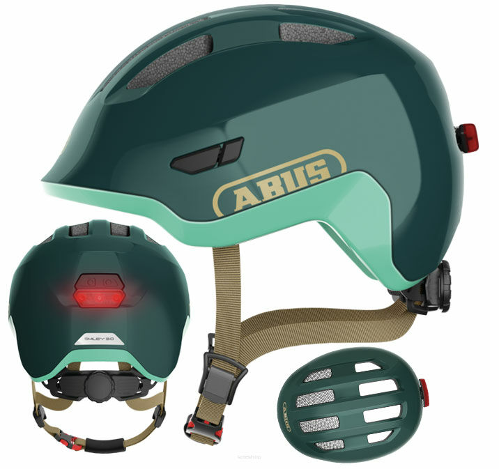Kask rowerowy dziecięcy ABUS SMILEY 3.0 ACE LED royal green M (50-55cm)