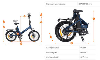 Rower elektryczny składany ENGWE O20 Boost (250W) Blue - 16