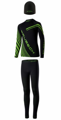 Komplet piłkarski z czapką BRUBECK DRY JUNIOR neon green 140/146