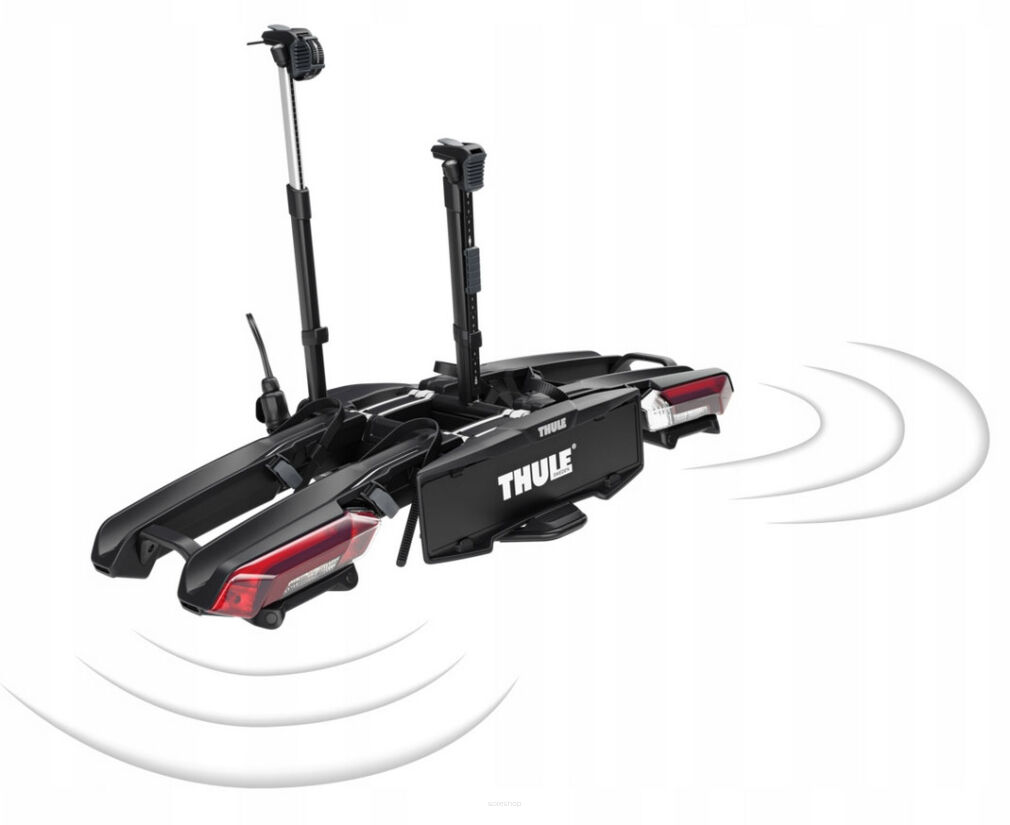 Bagażnik platforma na hak na 2 rowery Thule Epos ParkSecure czujniki
